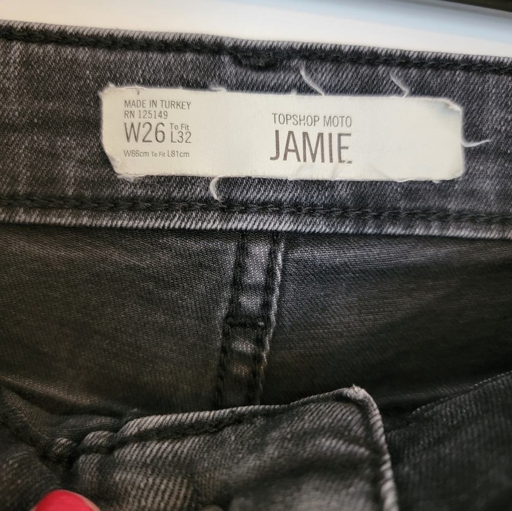 Topshop Moto Jamie Black Wash Side Stripe High Rise Jeans size 26 - Picture 11 of 13